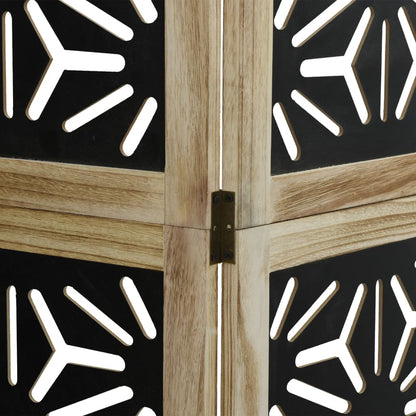 Room Divider 6 Panels Brown and Black Solid Wood Paulownia