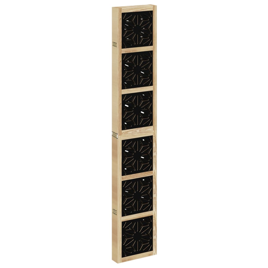 Room Divider 6 Panels Brown and Black Solid Wood Paulownia