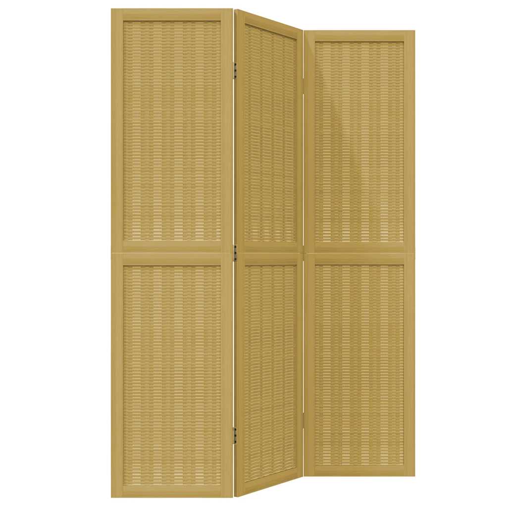 Room Divider 3 Panels Brown Solid Wood Paulownia