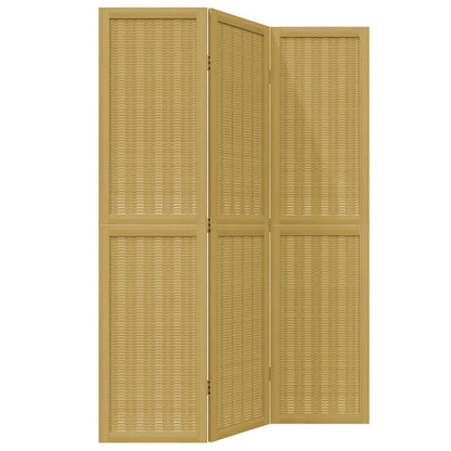 Room Divider 3 Panels Brown Solid Wood Paulownia