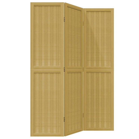 Room Divider 3 Panels Brown Solid Wood Paulownia