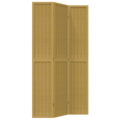 Room Divider 3 Panels Brown Solid Wood Paulownia