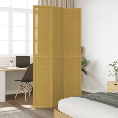 Room Divider 3 Panels Brown Solid Wood Paulownia