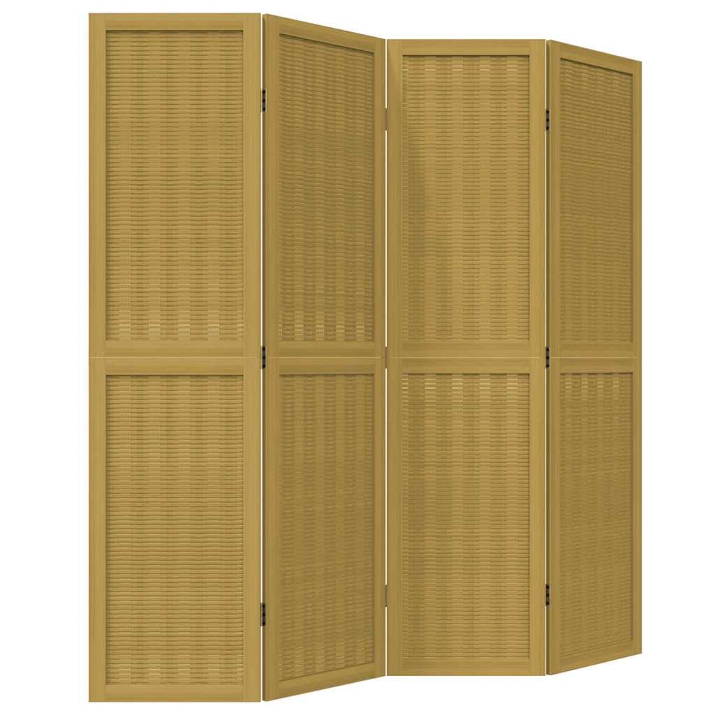 Room Divider 4 Panels Brown Solid Wood Paulownia