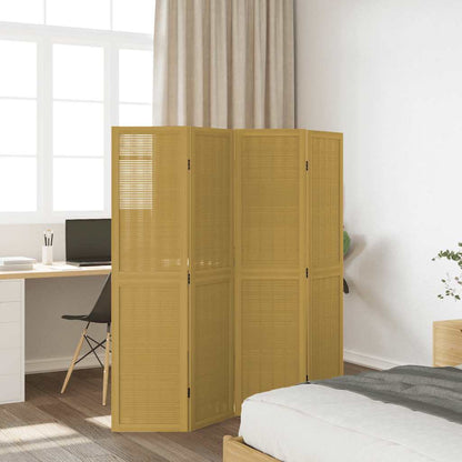 Room Divider 4 Panels Brown Solid Wood Paulownia