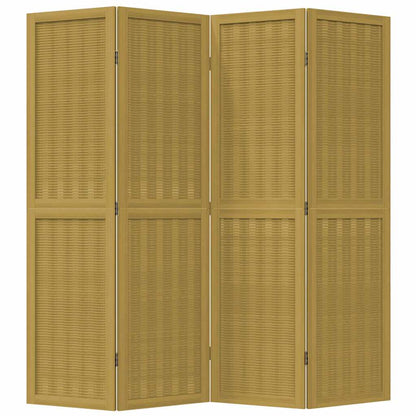 Room Divider 4 Panels Brown Solid Wood Paulownia