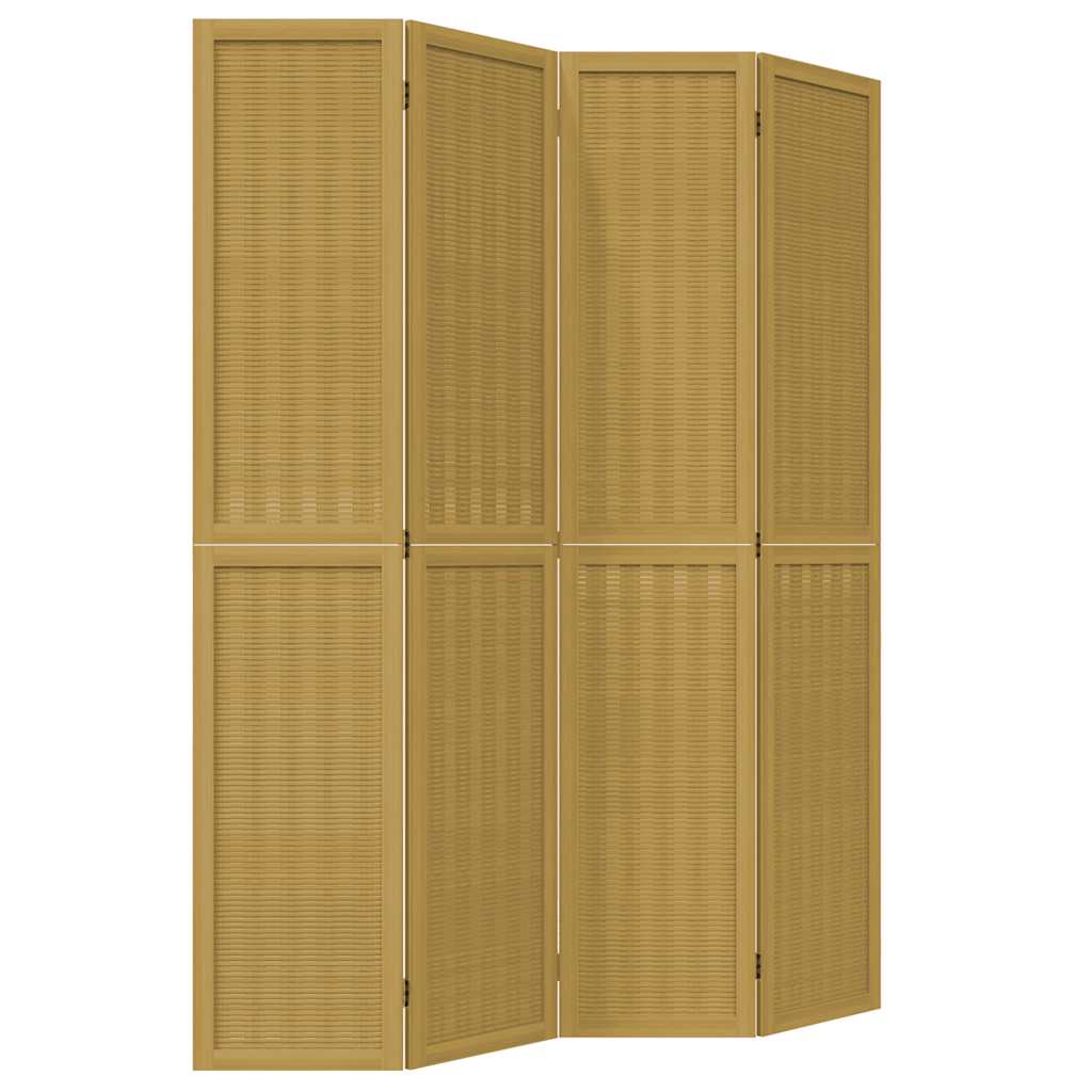 Room Divider 4 Panels Brown Solid Wood Paulownia