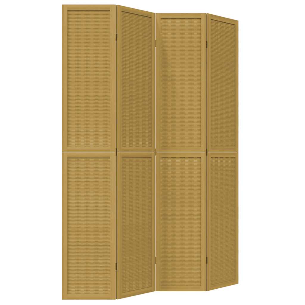 Room Divider 4 Panels Brown Solid Wood Paulownia