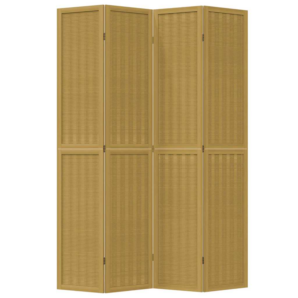Room Divider 4 Panels Brown Solid Wood Paulownia