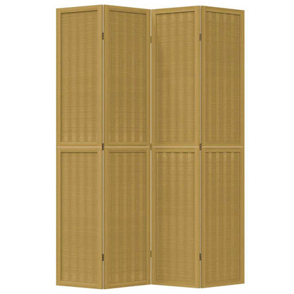 Room Divider 4 Panels Brown Solid Wood Paulownia