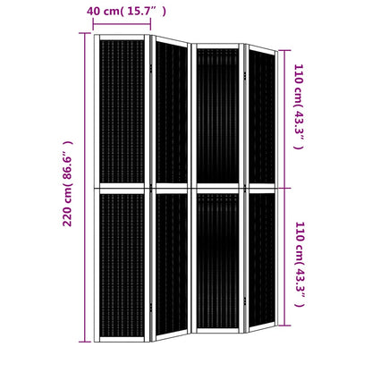 Room Divider 4 Panels Brown Solid Wood Paulownia