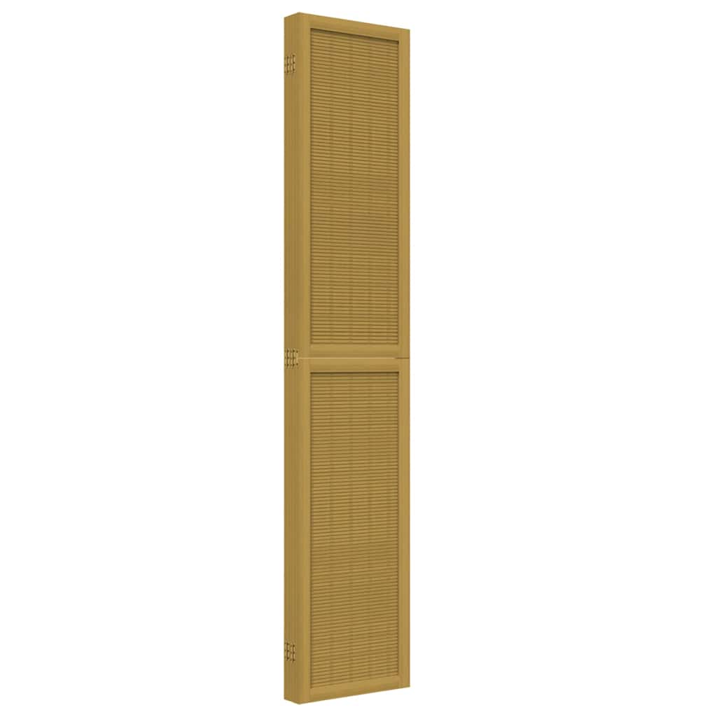 Room Divider 5 Panels Brown Solid Wood Paulownia