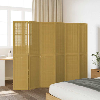 Room Divider 6 Panels Brown Solid Wood Paulownia