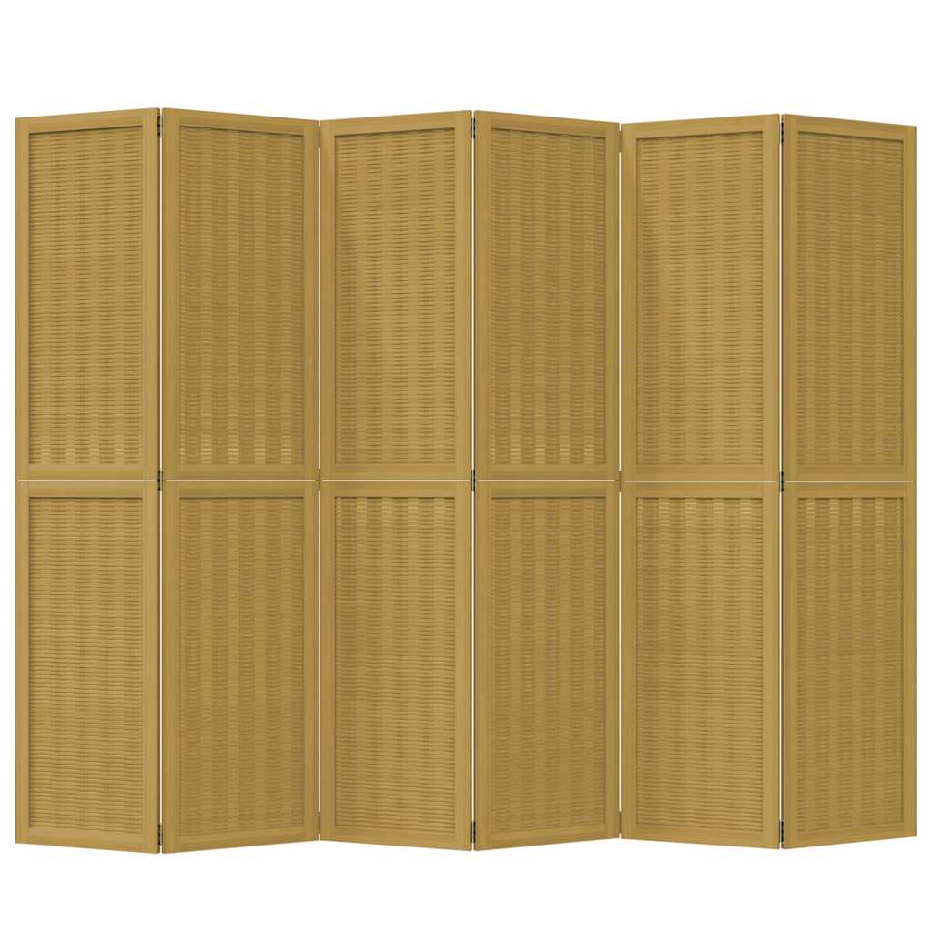 Room Divider 6 Panels Brown Solid Wood Paulownia