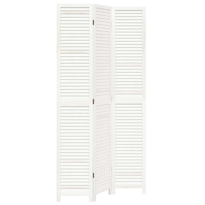 Room Divider 3 Panels White Solid Wood Paulownia