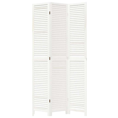 Room Divider 3 Panels White Solid Wood Paulownia