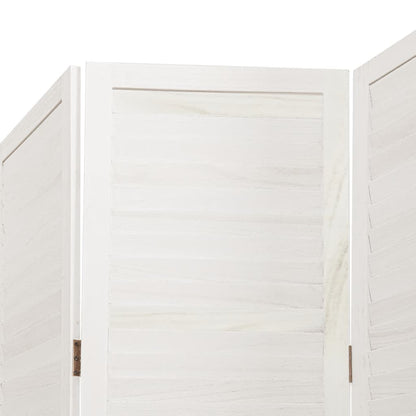 Room Divider 3 Panels White Solid Wood Paulownia