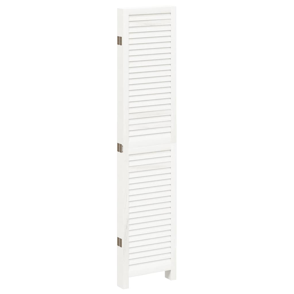 Room Divider 5 Panels White Solid Wood Paulownia