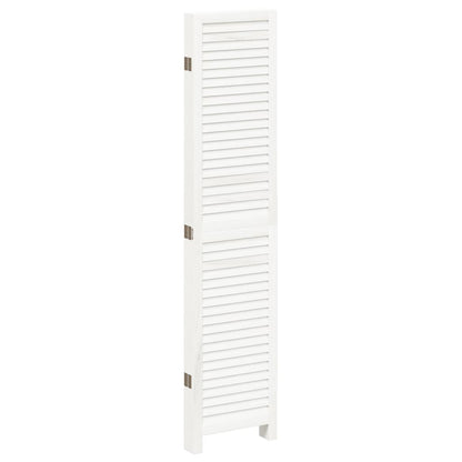 Room Divider 5 Panels White Solid Wood Paulownia