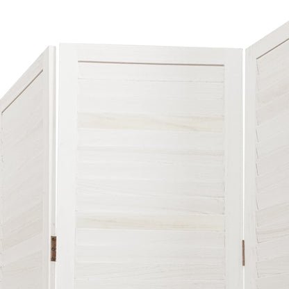 Room Divider 5 Panels White Solid Wood Paulownia
