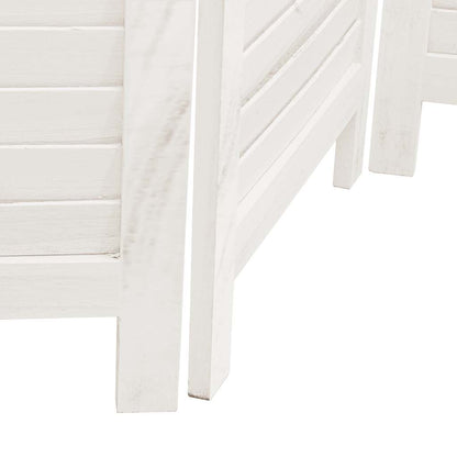 Room Divider 5 Panels White Solid Wood Paulownia