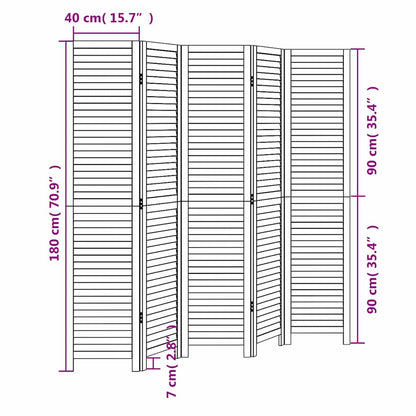 Room Divider 5 Panels White Solid Wood Paulownia