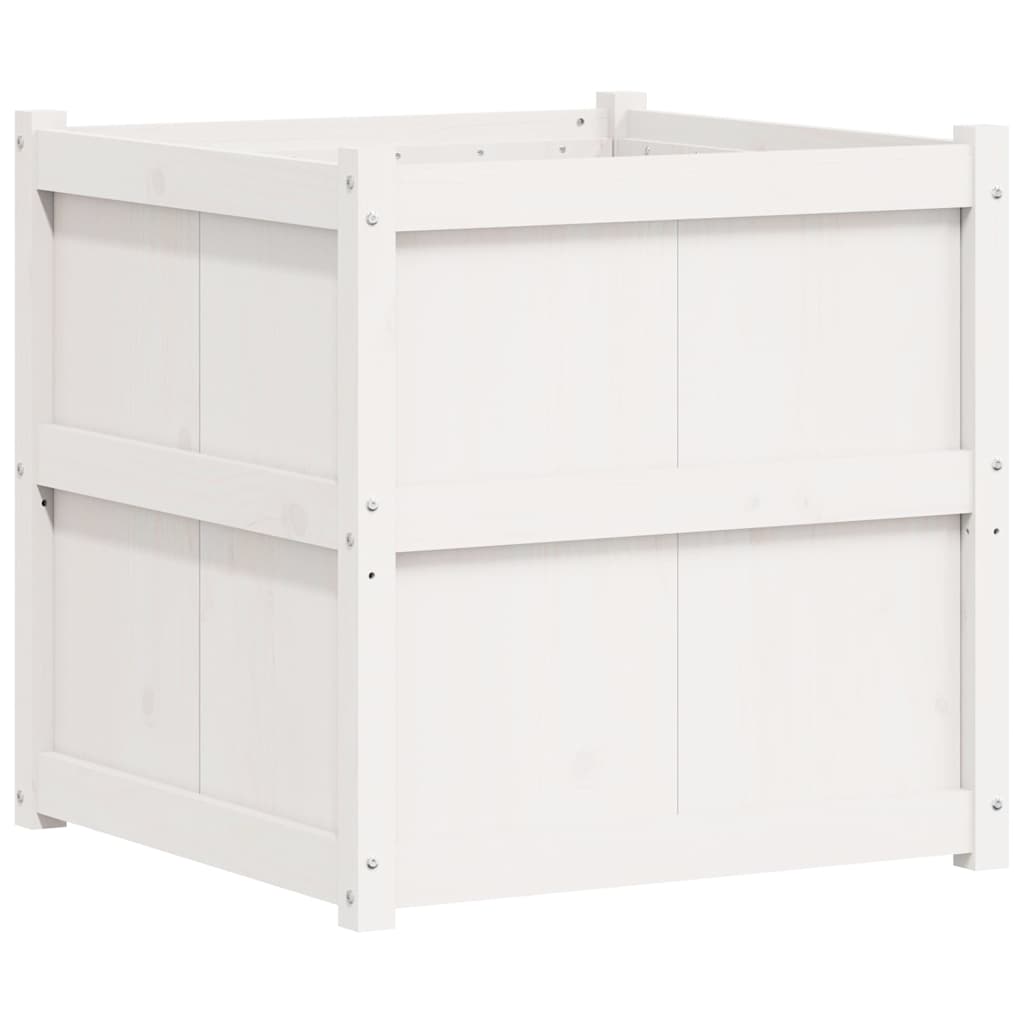Garden Planter White 70x70x70 cm Solid Wood Pine