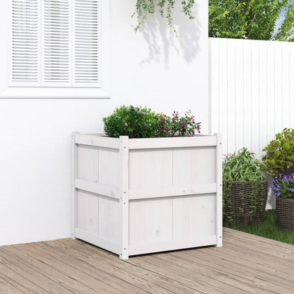 Garden Planter White 70x70x70 cm Solid Wood Pine
