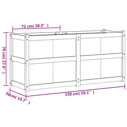 Garden Planter White 150x50x70 cm Solid Wood Pine