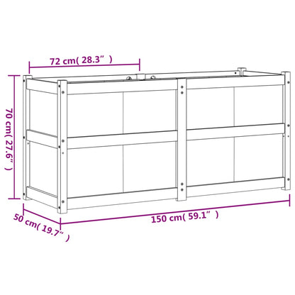 Garden Planter Wax Brown 150x50x70 cm Solid Wood Pine