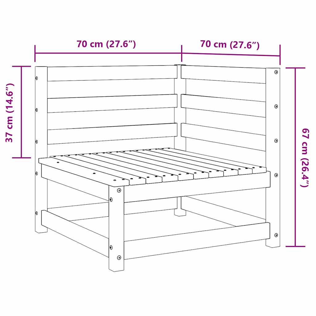 Garden Sofa | Wax brown | Solid pine wood | Single seat module | Modular