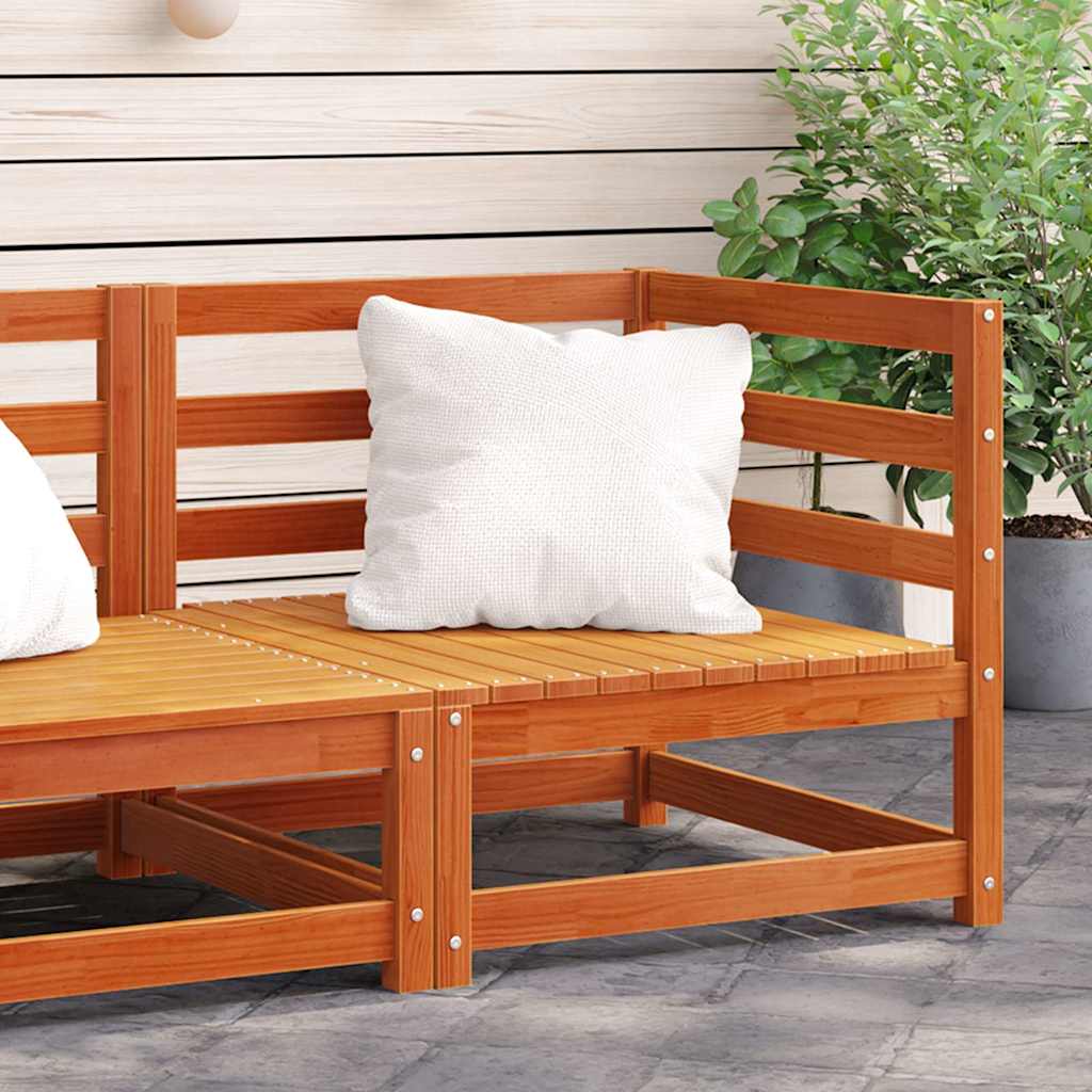 Garden Sofa | Wax brown | Solid pine wood | Single seat module | Modular