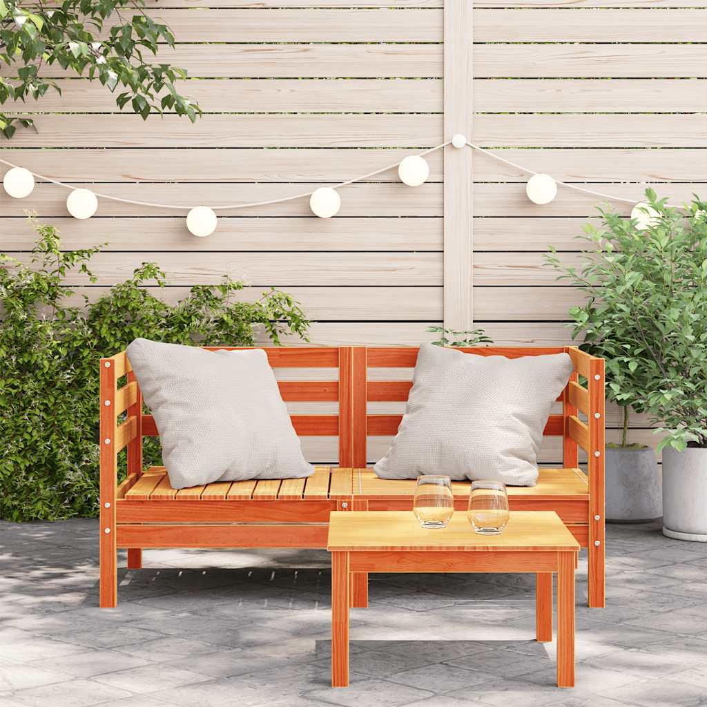 Garden Sofa | Set of 2 | Wax Brown | Solid Pine Wood | Single Unit