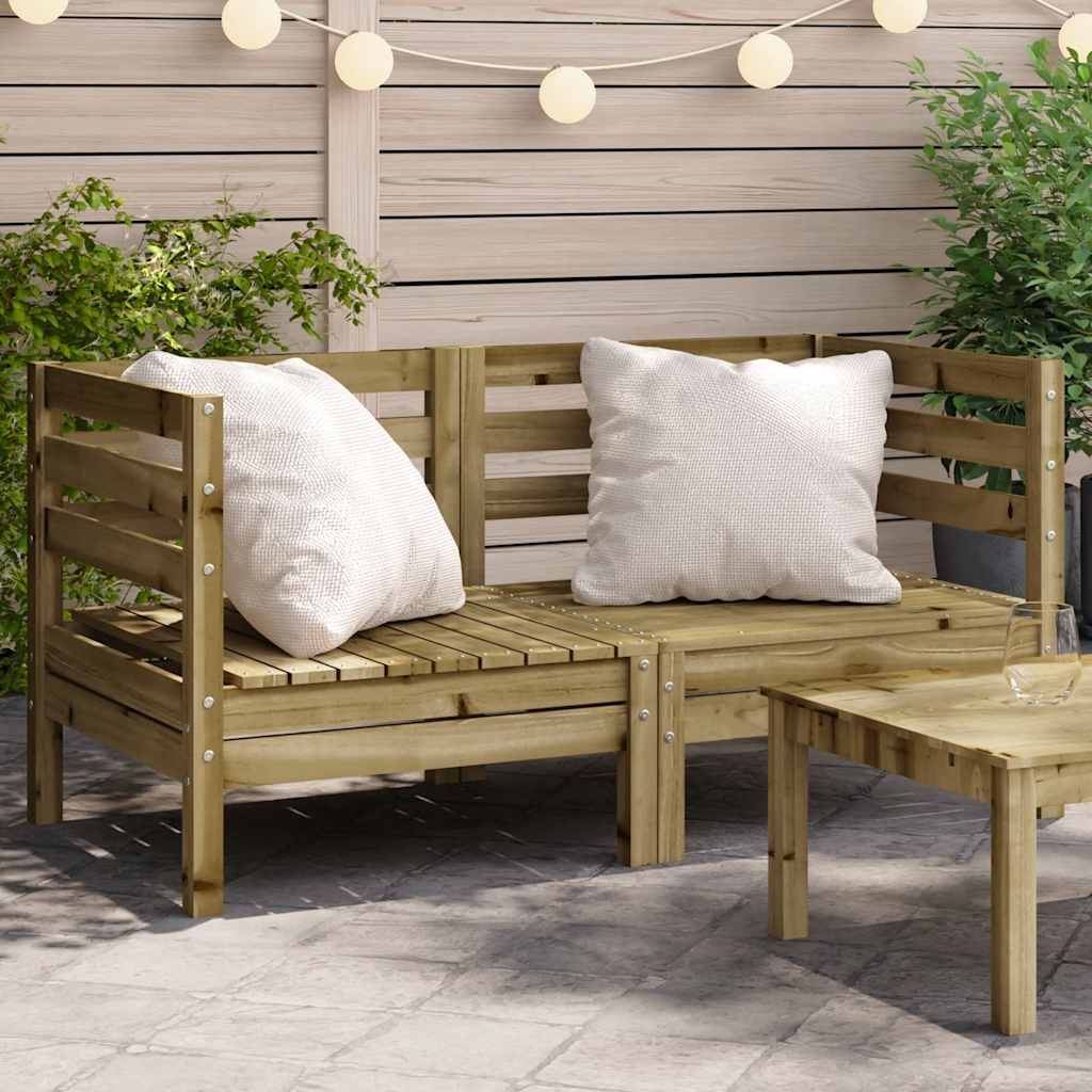 Garden Sofa | Set of 2 | Natural Wood | Treated pinewood | Medium