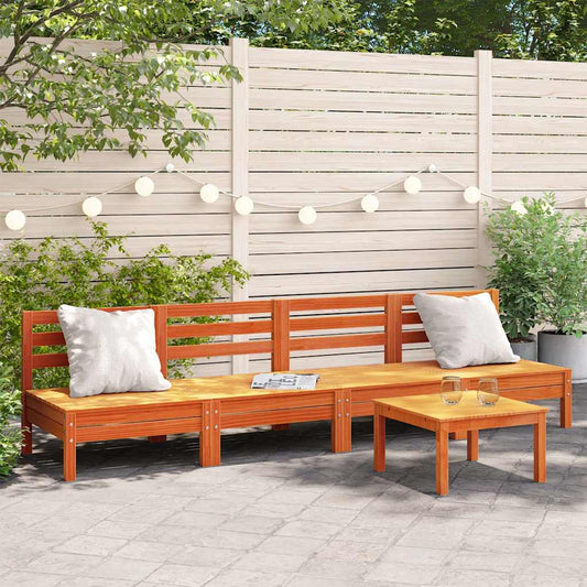 Garden Sofa | Set of 4 | Wax brown | Solid pine wood | Standard | Modular