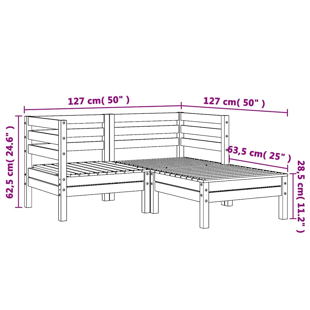 Garden Sofa | Natural wood | Solid Douglas wood | 2-seater | Modular
