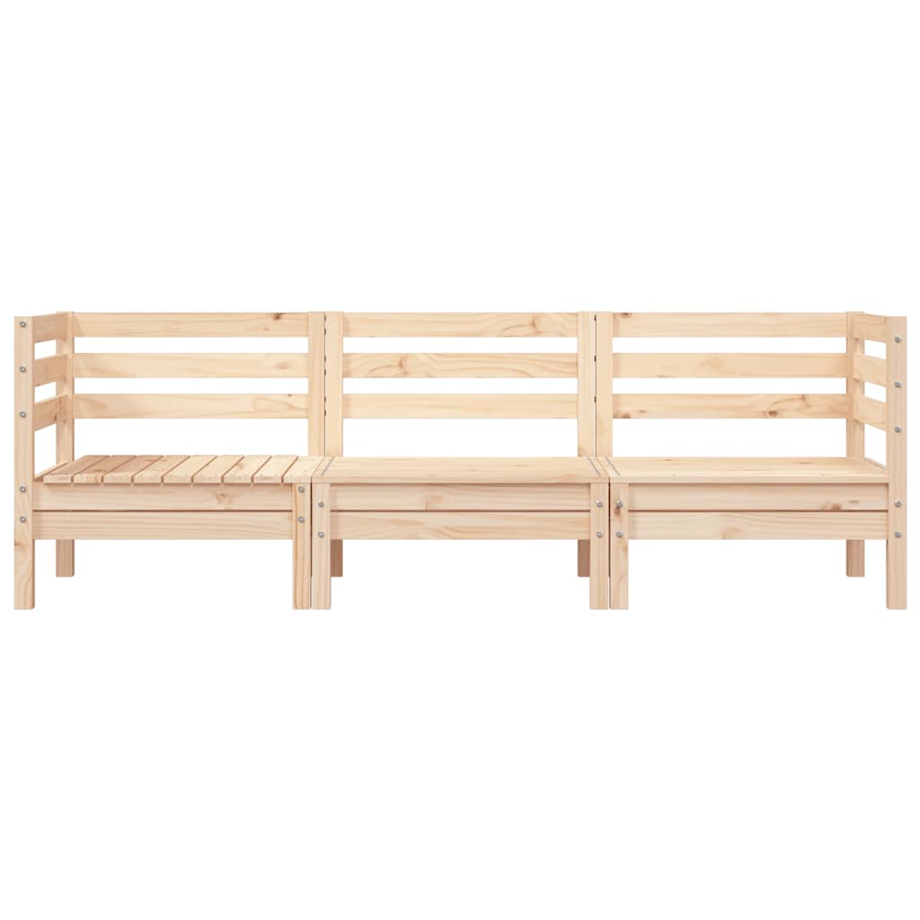 Garden Sofa | Natural Wood | Solid Pine Wood | 3-seater | Modular