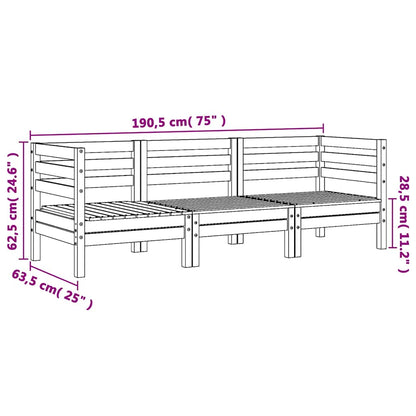 Garden Sofa | Natural Wood | Solid Pine Wood | 3-seater | Modular