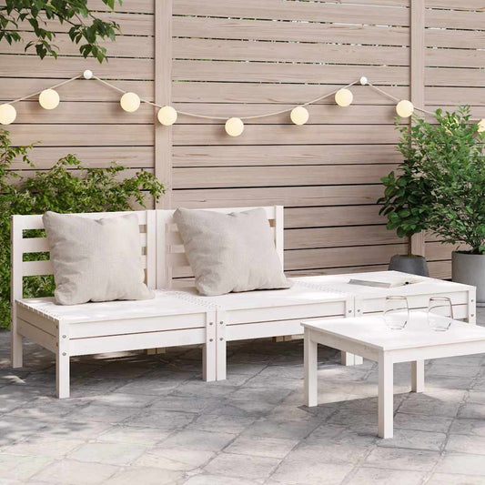 Garden Sofa | White | Solid pine wood | 3-seater | Modular | Garden Sofa