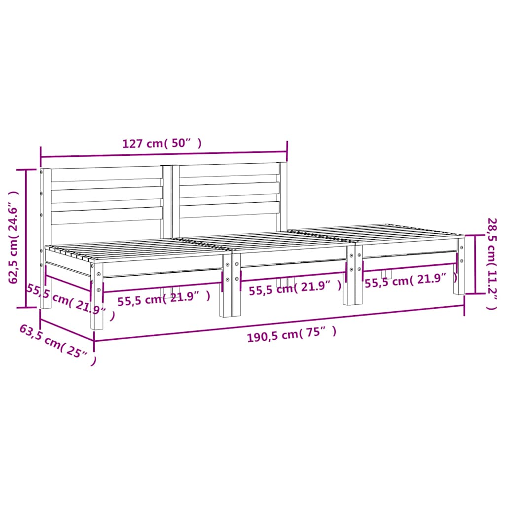 Garden Sofa | Natural Wood | Solid Douglas Fir wood | 3-seater | Modular