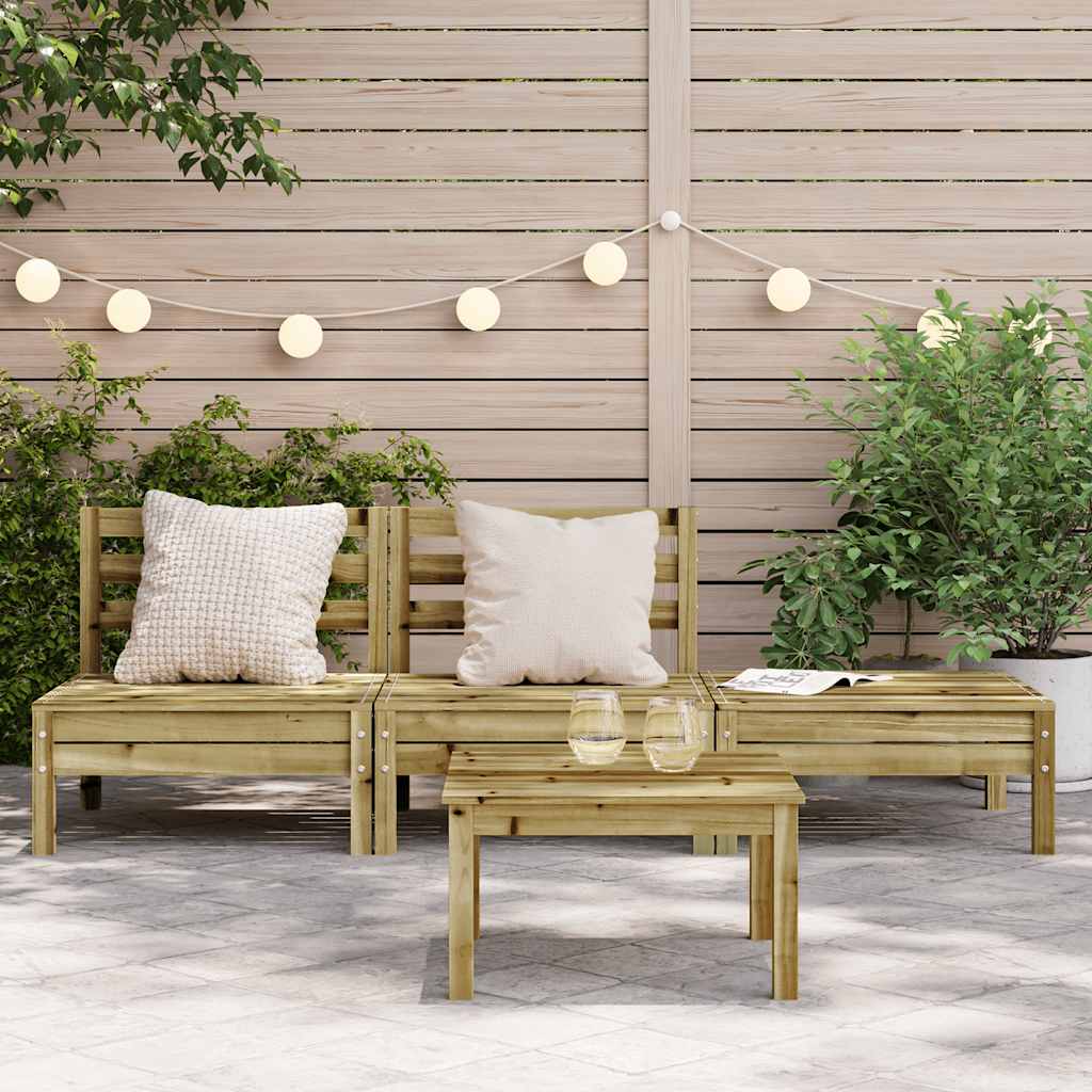 Garden Sofa | Natural Pine | Impregnated pine wood | 3-Seater | Modular