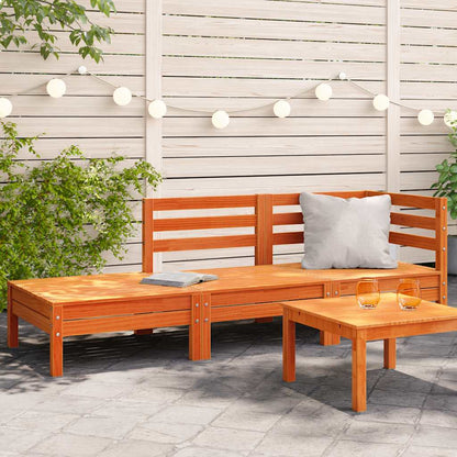 Garden Sofa | Wax Brown | Solid Pine Wood | 3-Seater | Modular