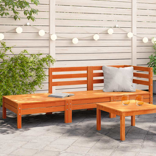 Garden Sofa | Wax Brown | Solid Pine Wood | 3-Seater | Modular