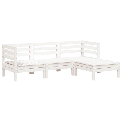 Garden Sofa 3-Seater with Footstool White Solid Wood Pine