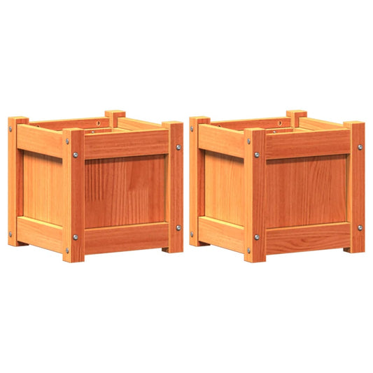 Garden Planters 2 pcs Wax Brown Solid Wood Pine
