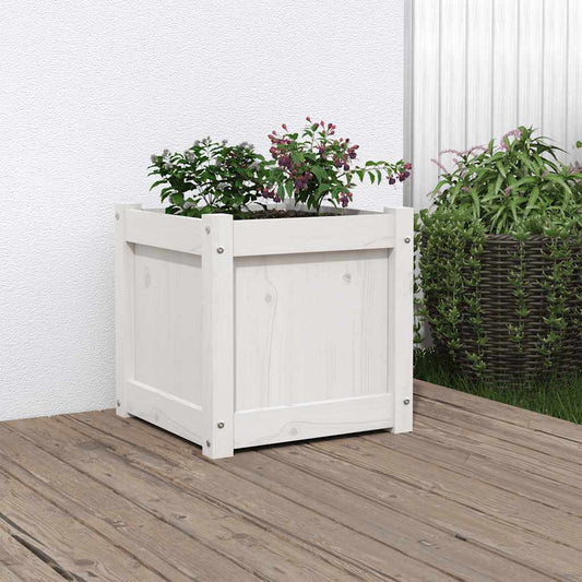 Garden Planter White 40x40x40 cm Solid Wood Pine
