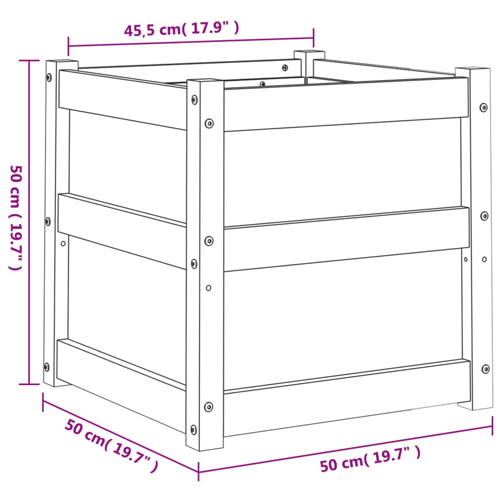 Garden Planter White 50x50x50 cm Solid Wood Pine