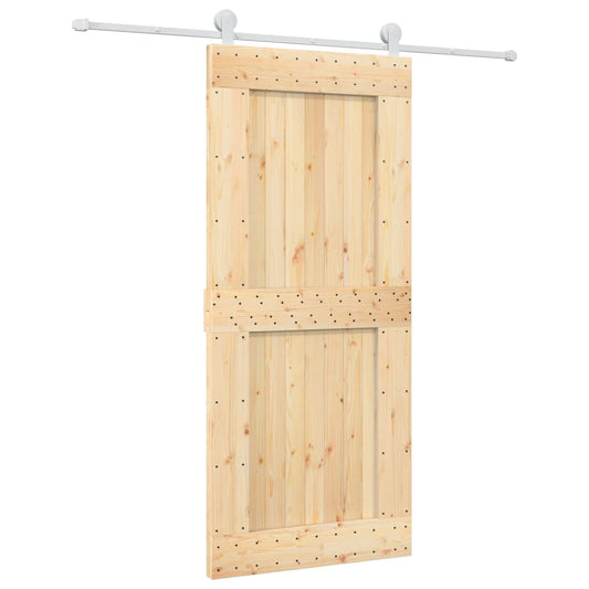 Sliding Door with Hardware Set 90x210 cm Solid Wood Pine