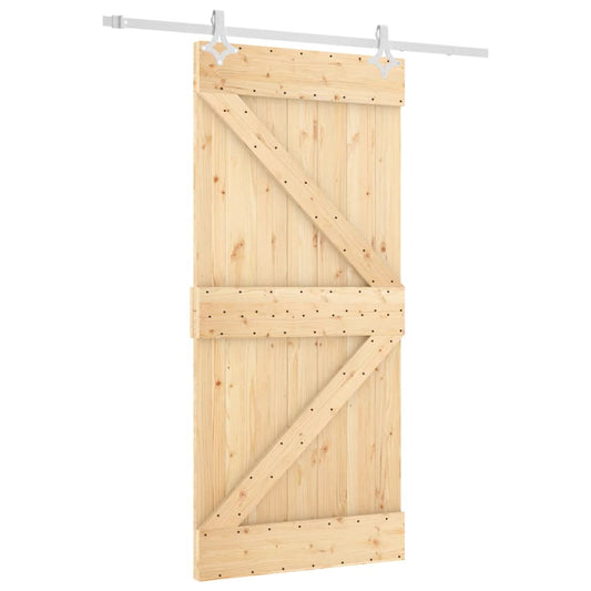 Sliding Door with Hardware Set 95x210 cm Solid Wood Pine