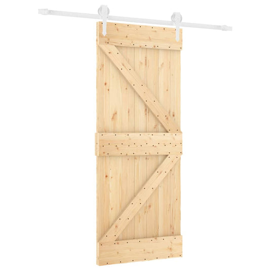 Sliding Door with Hardware Set 85x210 cm Solid Wood Pine